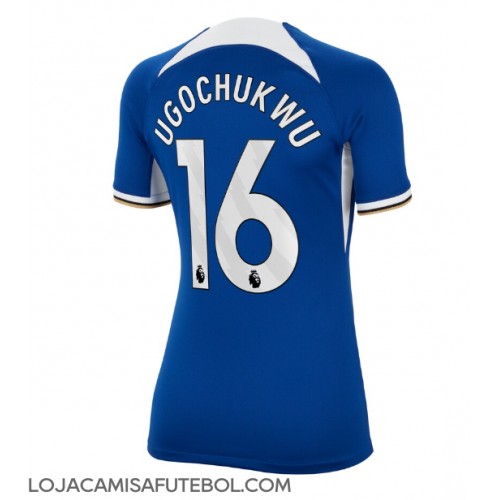 Camisa de Futebol Chelsea Lesley Ugochukwu #16 Equipamento Principal Mulheres 2023-24 Manga Curta